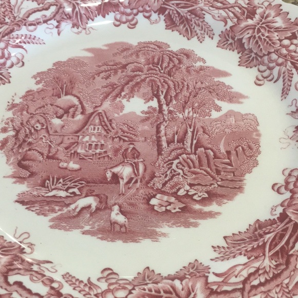 Booth’s British Scenery Vintage Plate A8024 Pink Vines Sheep & English Cottage - Picture 4 of 10
